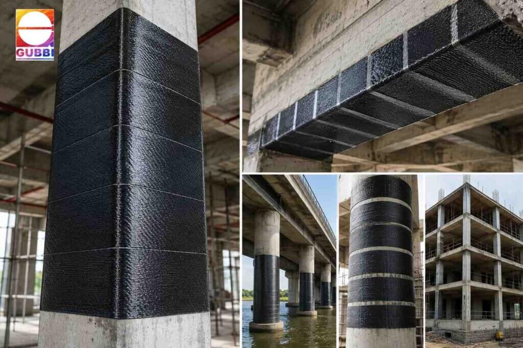 carbon fiber wrapping for structural strengthening of buildings and concrete structures