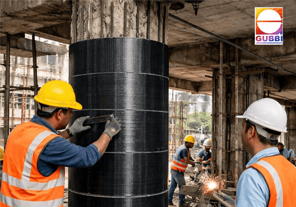 Retrofitting of Structures Work for Column Strengthening at Construction Site