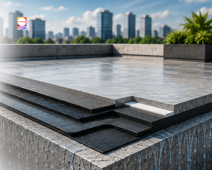 Modern waterproofing technologies protecting RCC buildings with advanced membrane systems, liquid waterproofing, injection grouting, and concrete protection solutions.