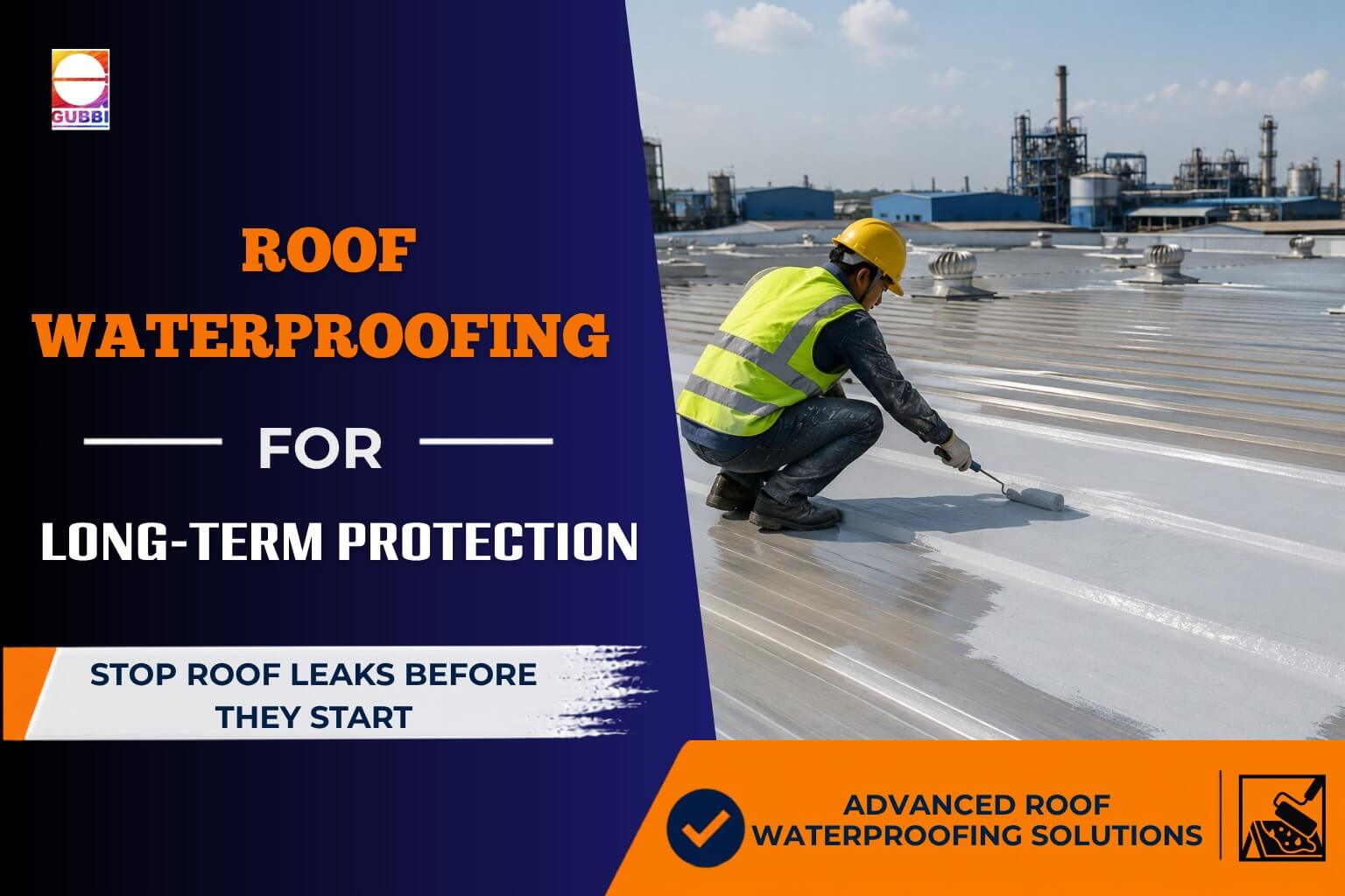Roof Waterproofing Services for an industrial metal roof protecting structural durability and preventing water ingress
